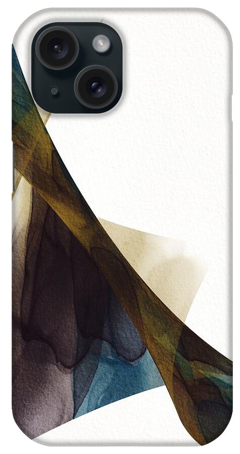 Abstract iPhone Case featuring the mixed media Number 12 Together abstract ink teal brown by Itsonlythemoon -