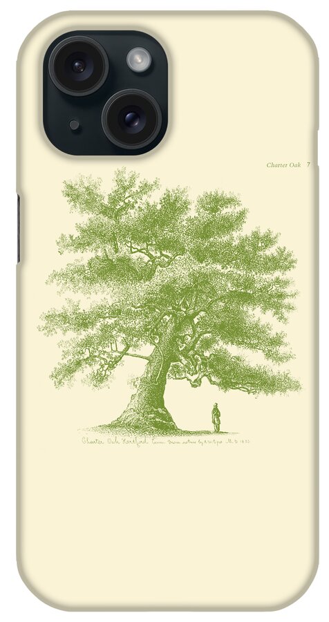 Oak iPhone Case featuring the digital art Oak Tree In Green by Madame Memento