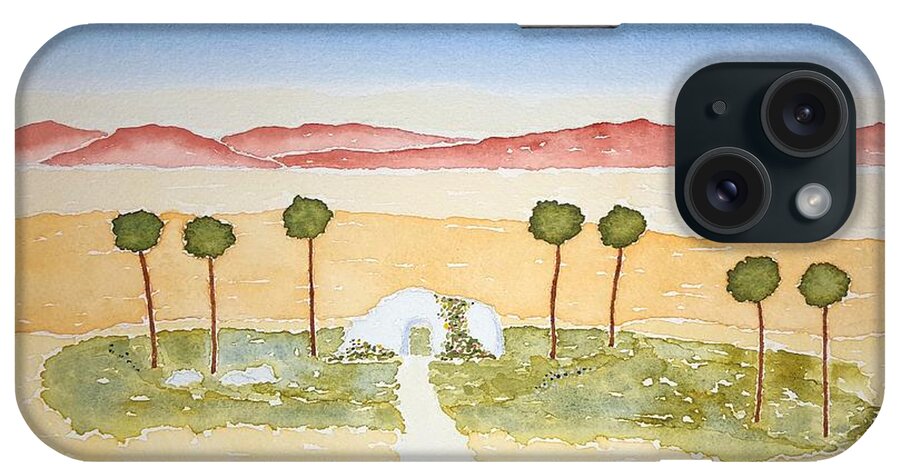 Watercolor iPhone Case featuring the painting Oasis of Lore by John Klobucher