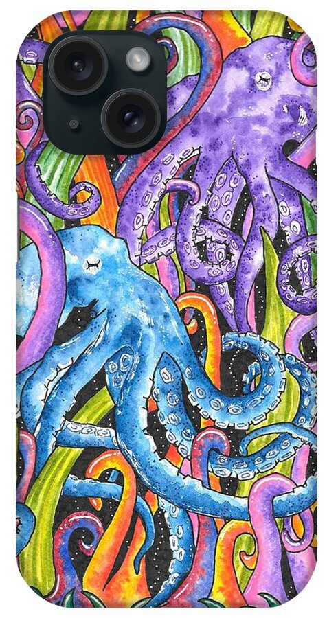 Octopus iPhone Case featuring the painting Obscure Octopus by Gemma Reece-Holloway