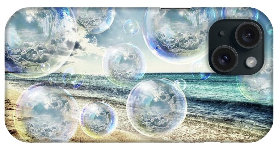 Bubbles iPhone Case featuring the mixed media Ocean Pop Bubble Dreams by Teresa Trotter