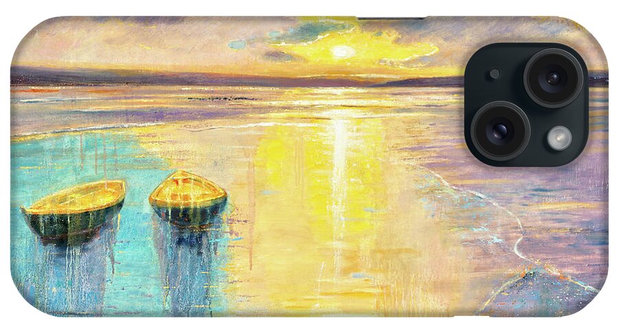 Landscape iPhone Case featuring the painting Ocean Sunset by Shijun Munns