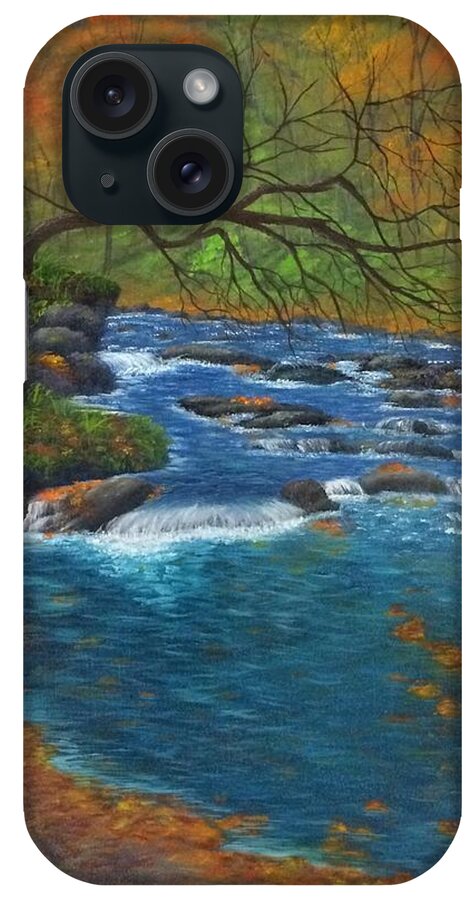 River iPhone Case featuring the painting Oconaluftee River by Marlene Little