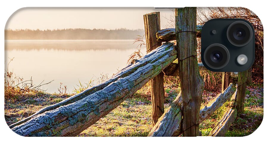 Fence iPhone Case featuring the photograph October morning frost in Ontario by Tatiana Travelways