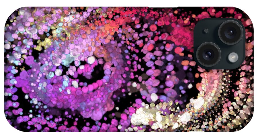 Abstract Octopus Black Background Lavender Gold Tan White Pink iPhone Case featuring the digital art Octopus With One Leg by Kathleen Boyles