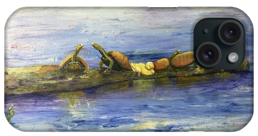 Turtles iPhone Case featuring the painting Odd Duck by Deborah Naves