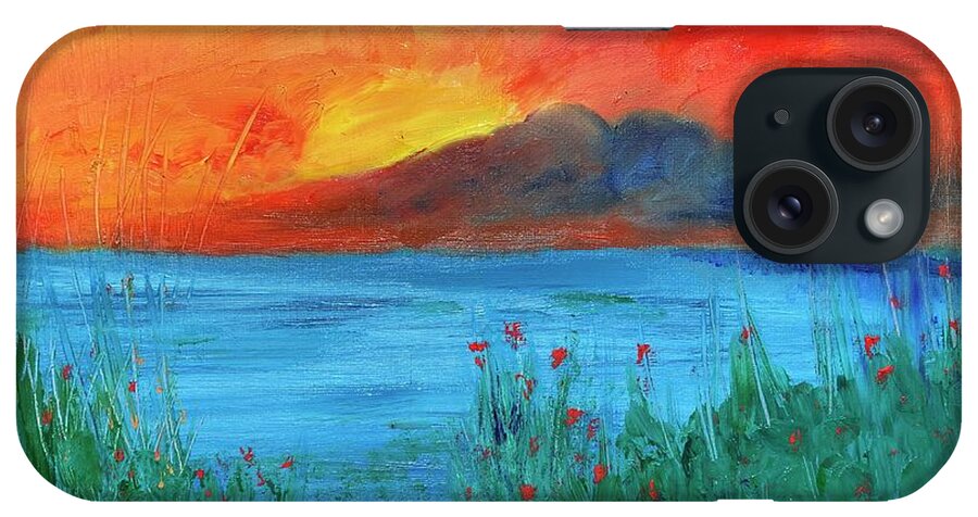 Sunset iPhone Case featuring the painting Ode to Wildflowers at Sunset by Susan Grunin