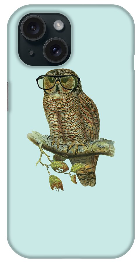 Owl iPhone Case featuring the digital art Office Owl by Madame Memento