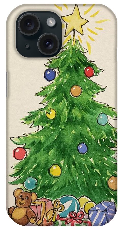 Christmas Tree iPhone Case featuring the painting Oh Christmas Tree by Marilyn Jacobson