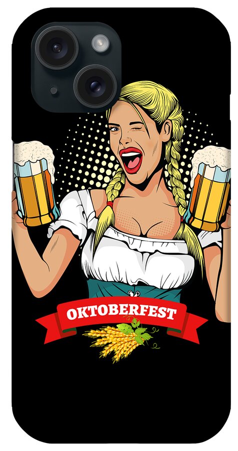 Beer iPhone Case featuring the digital art Oktoberfest German Waitress Kellner by Flippin Sweet Gear