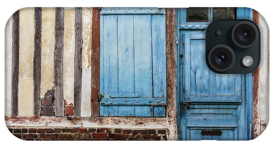 Blue iPhone Case featuring the photograph Old building with blue door and window by Fabiano Di Paolo