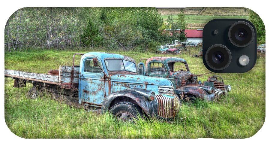 Ford Chevy iPhone Case featuring the photograph Old Chevys at Ystafell Museum Iceland by Kristia Adams