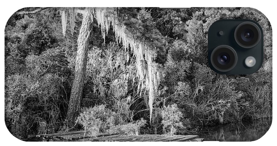 Spanish Moss iPhone Case featuring the photograph Old Dock and Spaish Moss - Hobucken North Carolina by Bob Decker