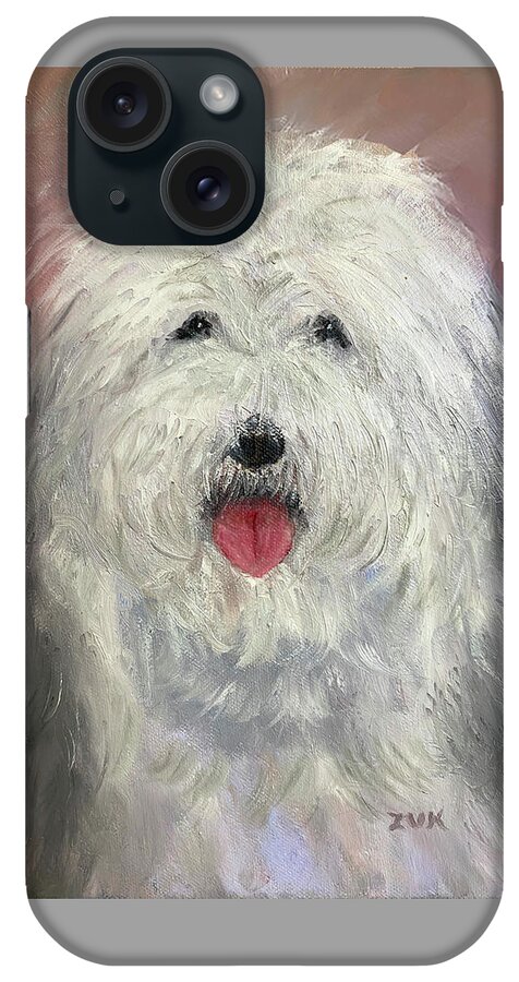 Shaggy Dog iPhone Case featuring the painting Old English Sheepdog by Karen Zuk Rosenblatt