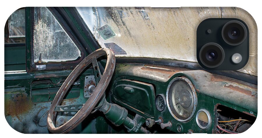 Junkyard iPhone Case featuring the photograph Old Morris Truck Interior by Cathy Anderson