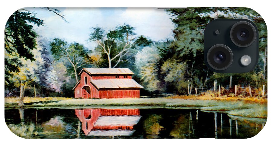 Old Barn iPhone Case featuring the painting Old Red Barn by Randy Welborn