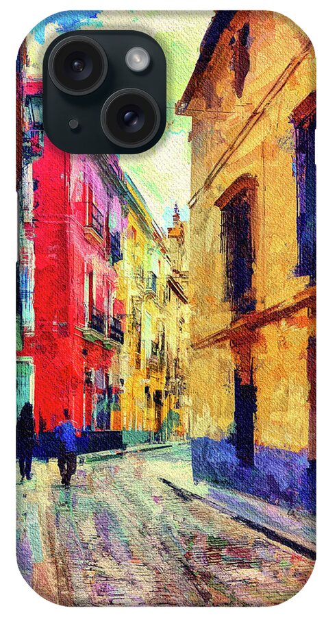 Old Street iPhone Case featuring the mixed media Old street Seville, Spain by Tatiana Travelways