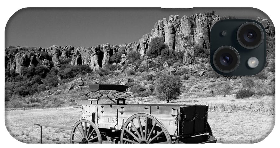 Blackandwhite iPhone Case featuring the photograph Old West Wagon by Pam Rendall