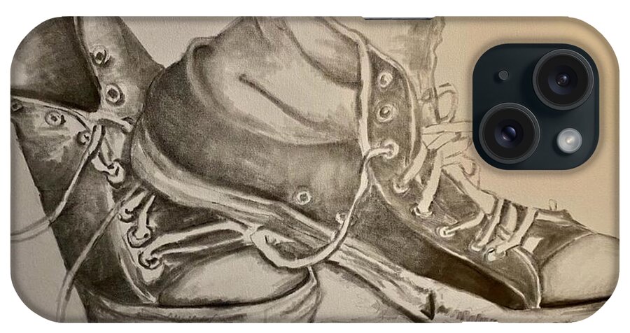  iPhone Case featuring the drawing Ole Sneakers by Angie ONeal