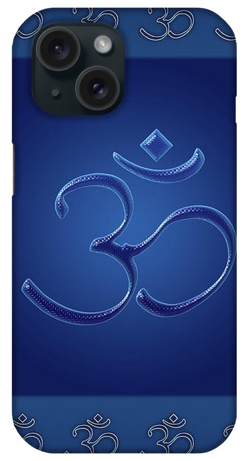 Symbol iPhone Case featuring the digital art OM Symbol - Blue by Gabriele Pomykaj