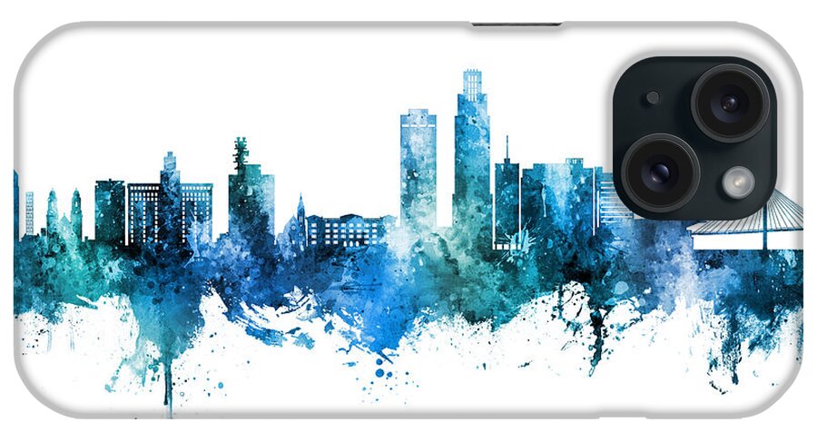 Omaha iPhone Case featuring the digital art Omaha Nebraska Skyline #64 by Michael Tompsett