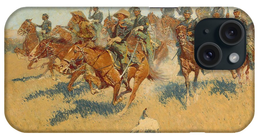 On The Southern Plains iPhone Case featuring the painting On the Southern Plains - Frederic Remington by War Is Hell Store