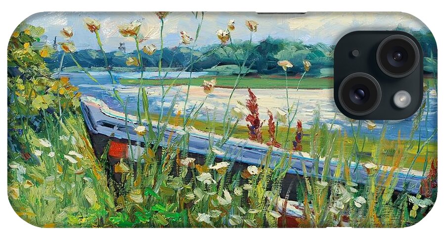 Dingy iPhone Case featuring the painting On Waves of Queen Anne's Lace by Barbara Hageman
