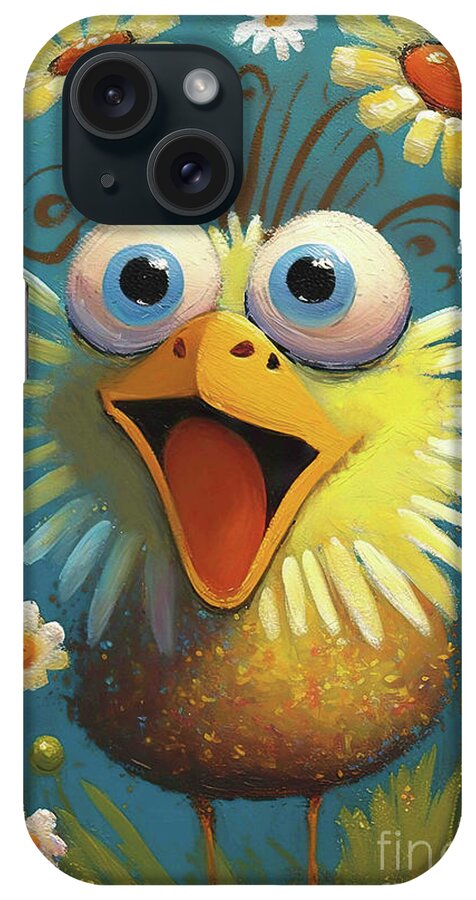 Funny Chicken iPhone Case featuring the painting One Crazy Chick by Tina LeCour
