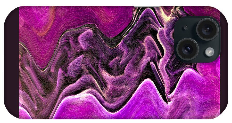 Abstract iPhone Case featuring the digital art Open Oyster Abstract - Purple by Ronald Mills