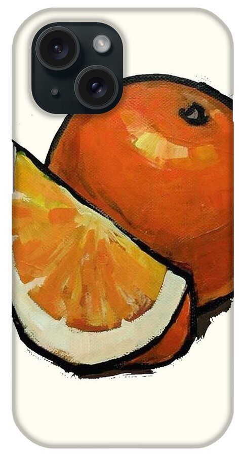 Orange iPhone Case featuring the painting Orange and quarter by Vesna Antic