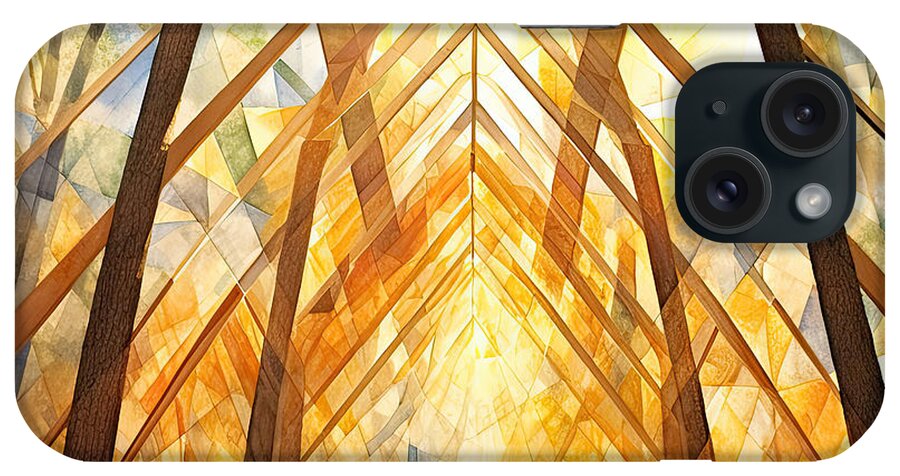 Architecture And Nature iPhone Case featuring the painting Orange and Yellow Serenity - Yellow Art by Lourry Legarde