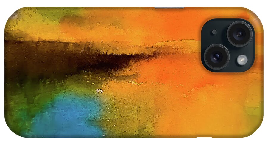 Water iPhone Case featuring the painting Orange Light on Water by Lisa Kaiser