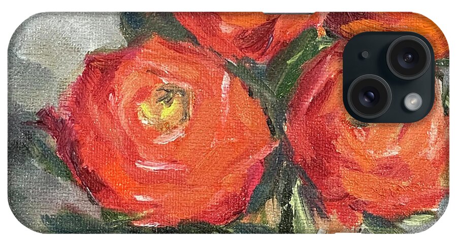 Roses iPhone Case featuring the painting Orange Roses by Roxy Rich