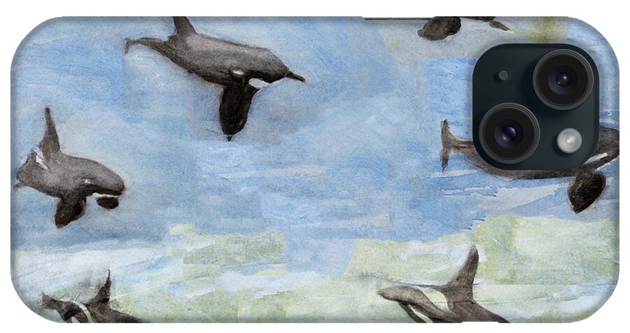 Orca iPhone Case featuring the painting Orca Killer Whale Pod by Phillip Jones