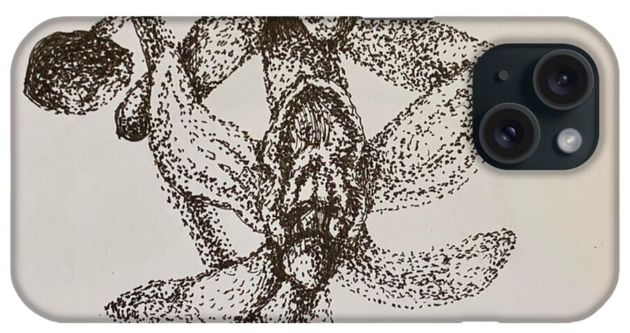 Points iPhone Case featuring the drawing Orchid by Franci Hepburn