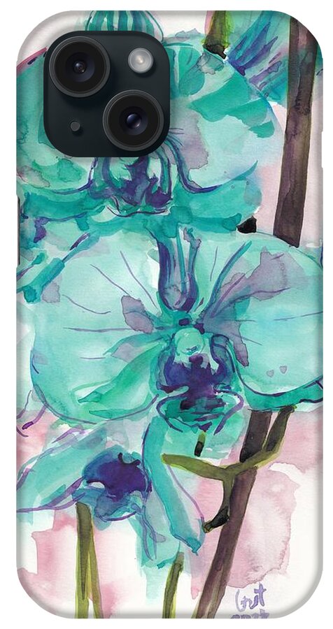 Watercolor iPhone Case featuring the painting Orchids by George Cret