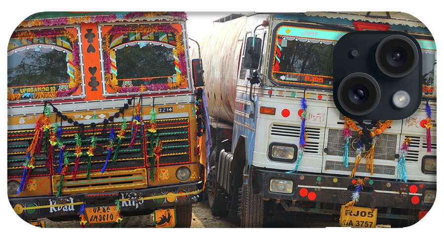 Indian iPhone Case featuring the photograph Ornate Trucks In India by Mikhail Kokhanchikov
