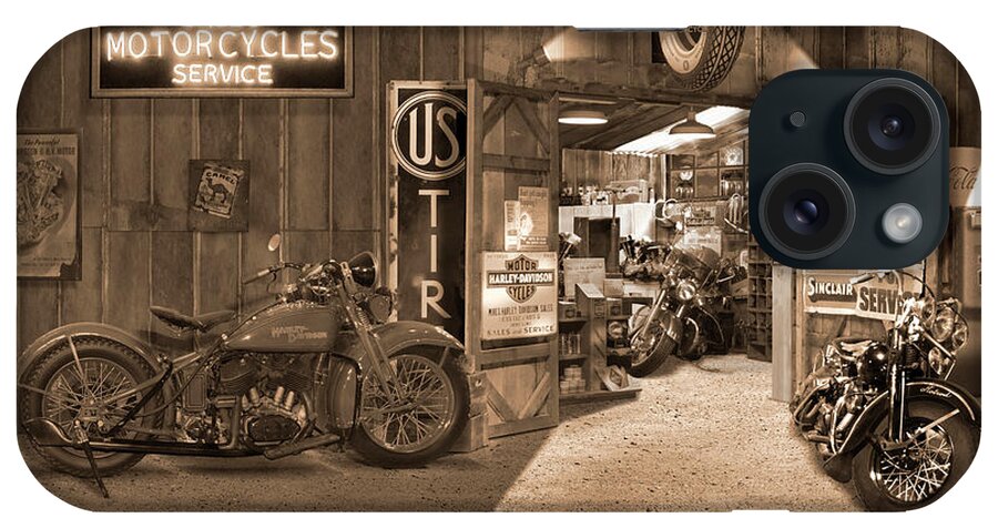 Motorcycle iPhone Case featuring the photograph Outside the Motorcycle Shop sp by Mike McGlothlen