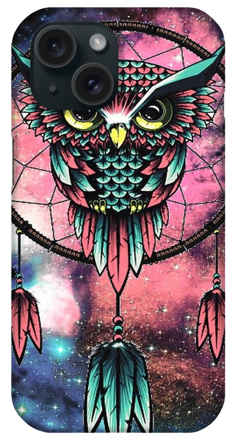 Dreamcatcher iPhone Case featuring the digital art Owl dreamcatcher by Mopssy Stopsy