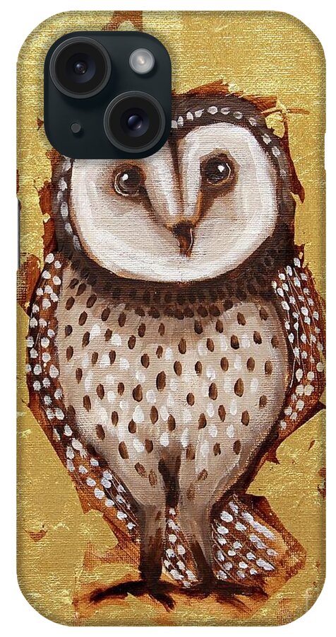 Owl iPhone Case featuring the painting Owl in Gold Leaf by Lucia Stewart