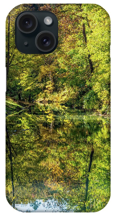 Branson iPhone Case featuring the photograph Ozarks Tranquil Autumn Reflections by Jennifer White