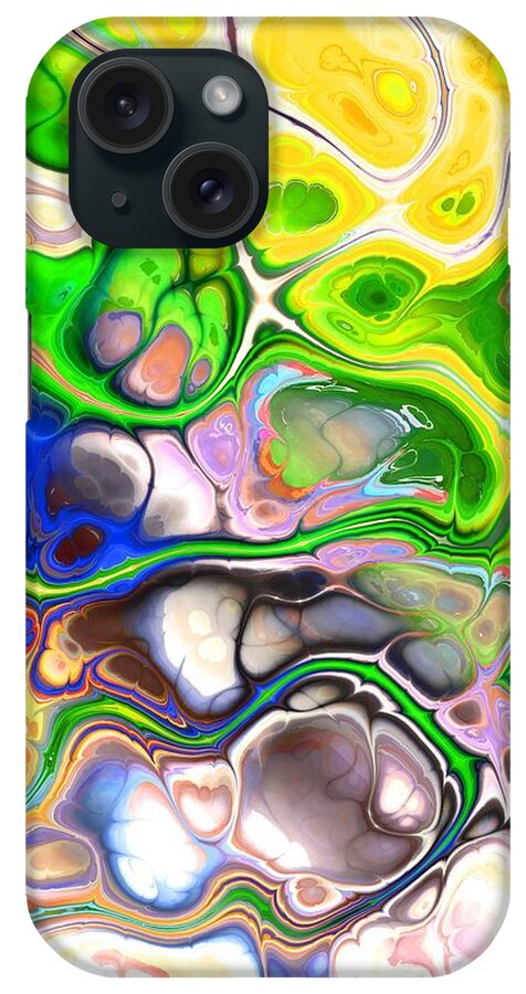 Colorful iPhone Case featuring the digital art Paijo - Funky Artistic Colorful Abstract Marble Fluid Digital Art by Sambel Pedes