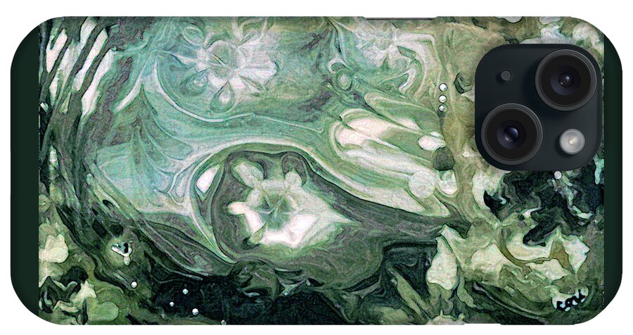 Acrylic Pour iPhone Case featuring the painting Paint Pour Green by Corinne Carroll