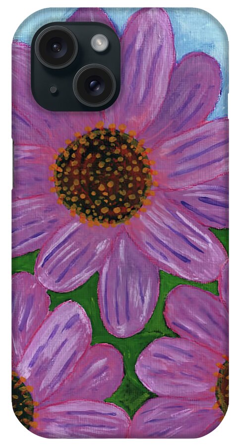 Pink iPhone Case featuring the painting Painted Daisies by D Hackett