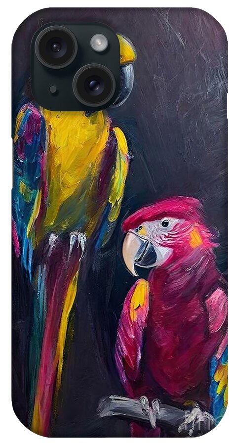Nature iPhone Case featuring the painting Painting Colourful Parrot Birds Animals Art natur by N Akkash