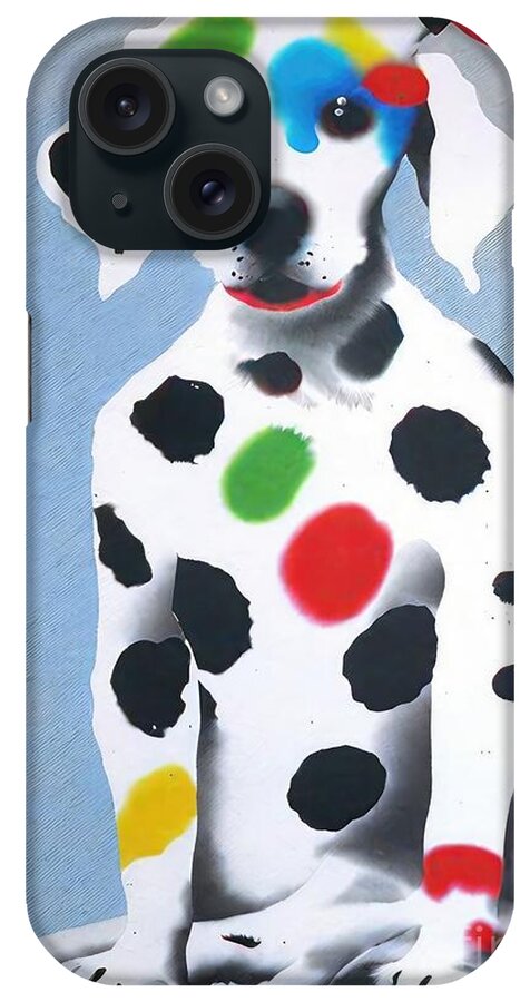 Pet iPhone Case featuring the painting Painting Copy Of Damien S Dotty Spotty Puppy Dawg by N Akkash