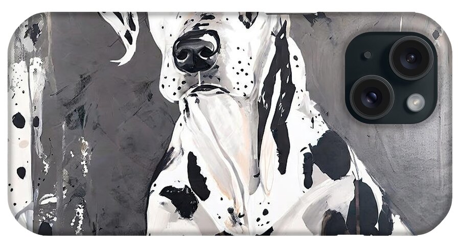 Portrait iPhone Case featuring the painting Painting Dalmatian portrait animal dog pet art ca by N Akkash