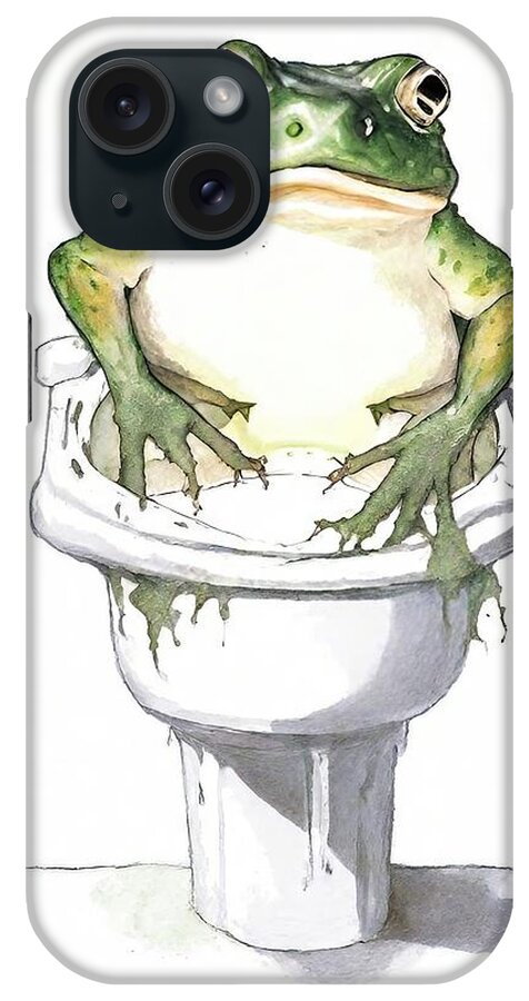Frog iPhone Case featuring the painting Painting Frog Toilet Painting Wall Poster Waterco by N Akkash
