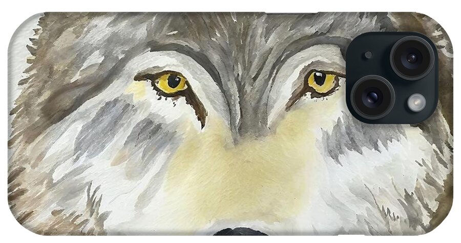 Wolf iPhone Case featuring the painting Painting Grey Wolf wolf illustration animal art n by N Akkash