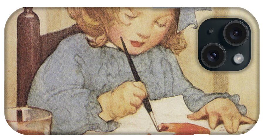 Jessie Willcox Smith iPhone Case featuring the drawing Painting from Good Housekeeping 1920s by Jessie Willcox Smith